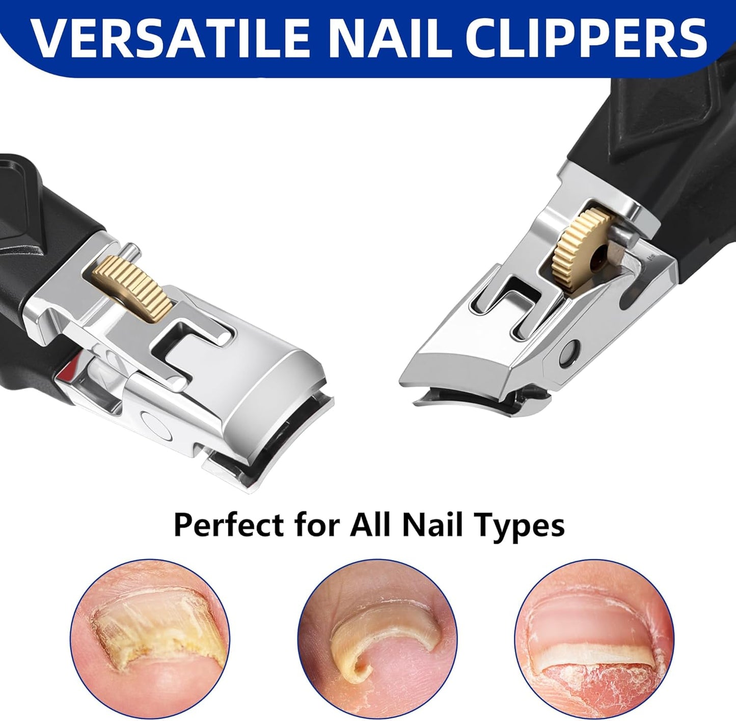 Graddi Orthoclip Nail Clippers for Thick Toenail Clippers for Seniors, Ultra Sharp Nail Clippers for Men, Heavy Duty Ingrown Toenail Clippers, Slanted Nail Cutters with Long Handle, Wide Jaw