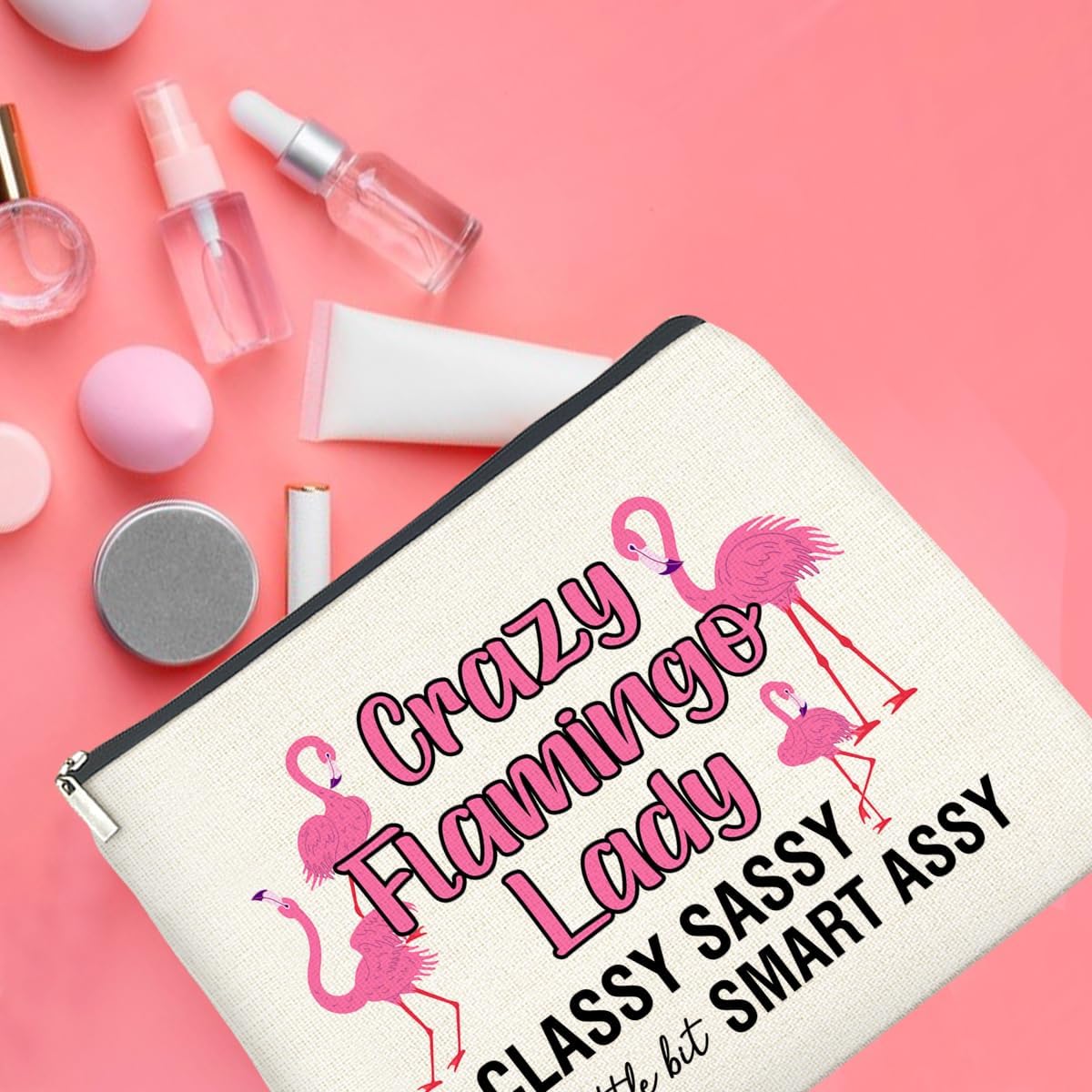 Flamingo Makeup Bag Gifts for Women Flamingo Lover Funny Cosmetic Bag Zipper Pouch
