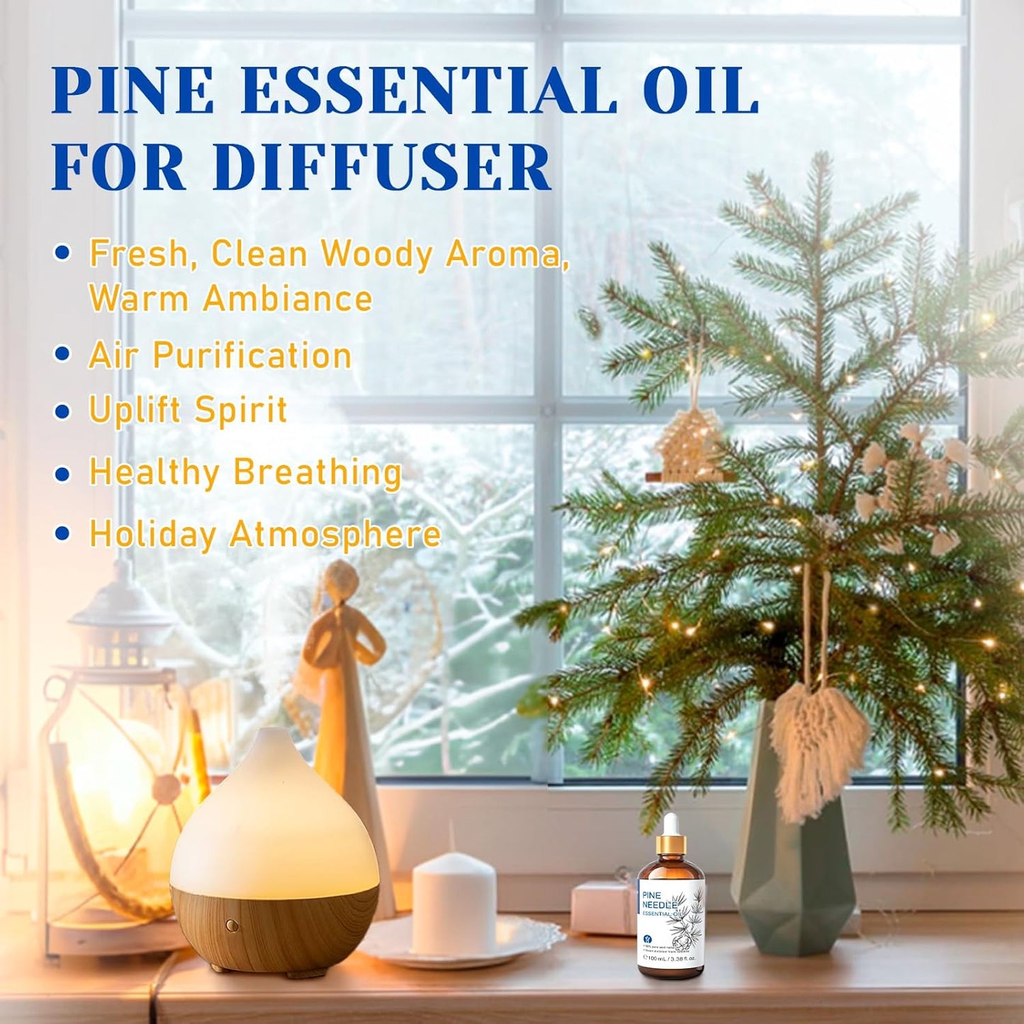 HIQILI 100ML Pine Essential Oil,100% Pure Natural Premium Quality, for Diffuser Skin Candle Making - 3.38 Fl Oz