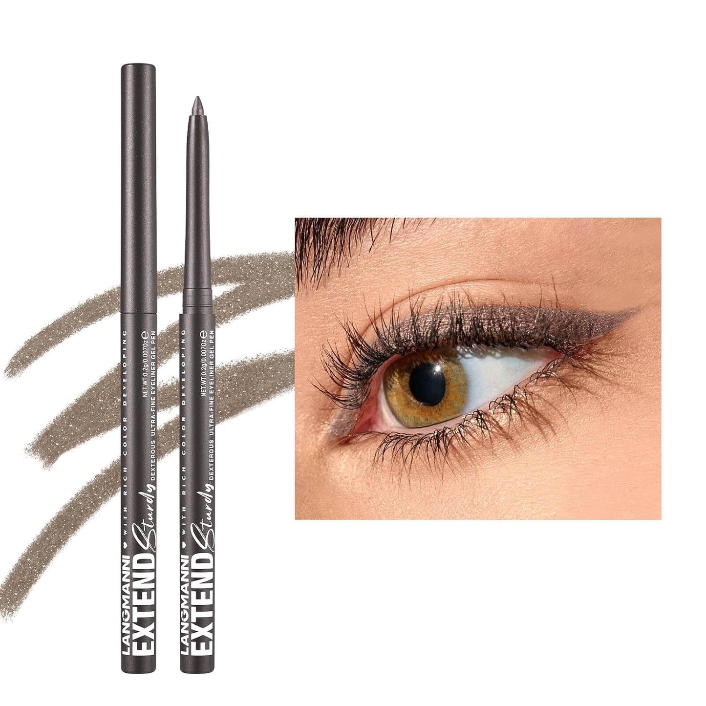 Grey Eyeliner Pencil Waterproof Retractable Cream Grey Gel Eyeliner Smudge-proof Hypoallergenic (10#)
