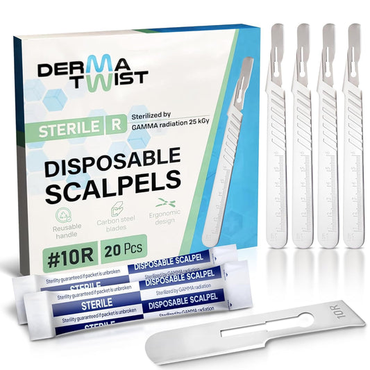 DermaTwist 10R Dermaplane Razor for Women Face – 20-Pack Sterile Disposable Dermaplane Scalpels Facial Razors for Women Face Dermaplaning Professional Face Shaver