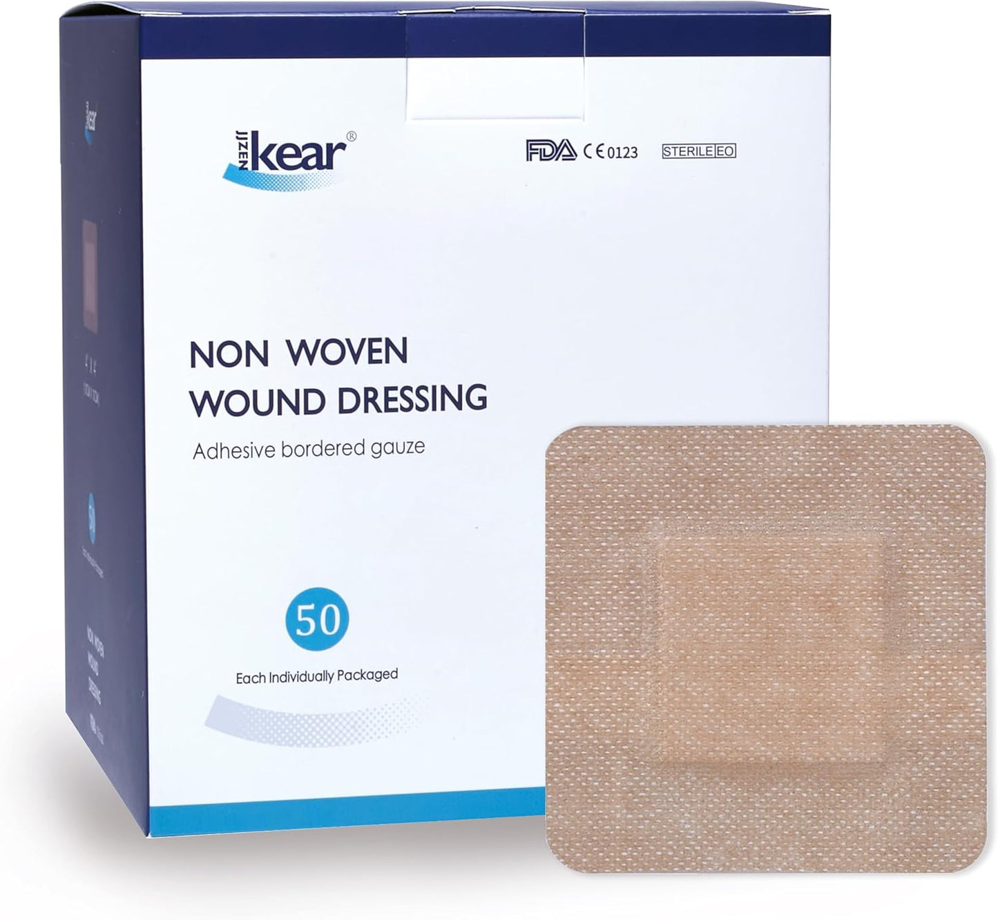 4"X4" 50 PCS Extra Large Sterile Nude Island Dressing Bandage for Wound - Self-Adhesive Boarded Gauze Pads - Latex Free - Medical Grade (Nude, 4"X4"-50PCS)