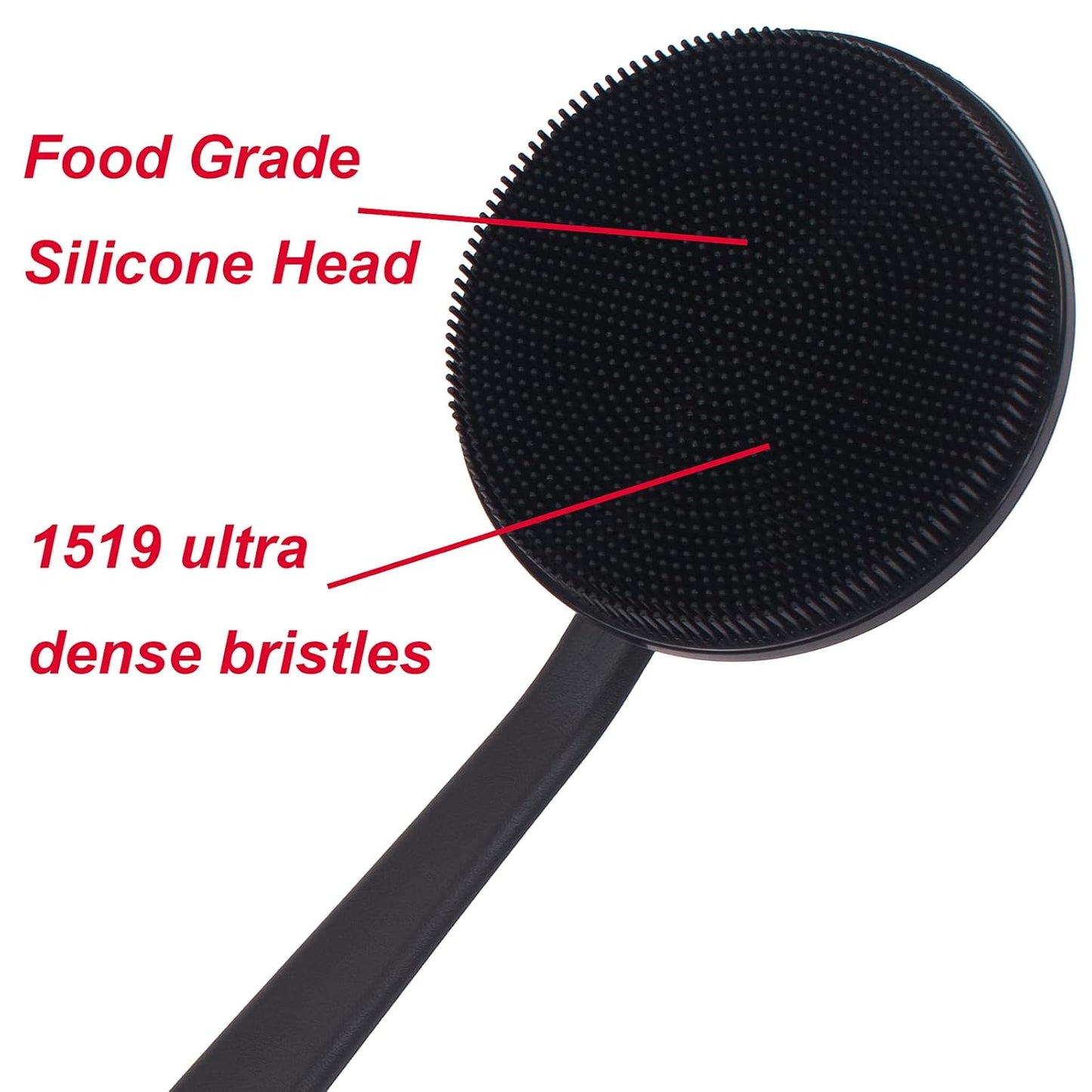 DNC Back Scrubber for Shower, Silicone Shower Brush with Long Handle Soft Bristles, Bath Body Exfoliator Washer for Men Women