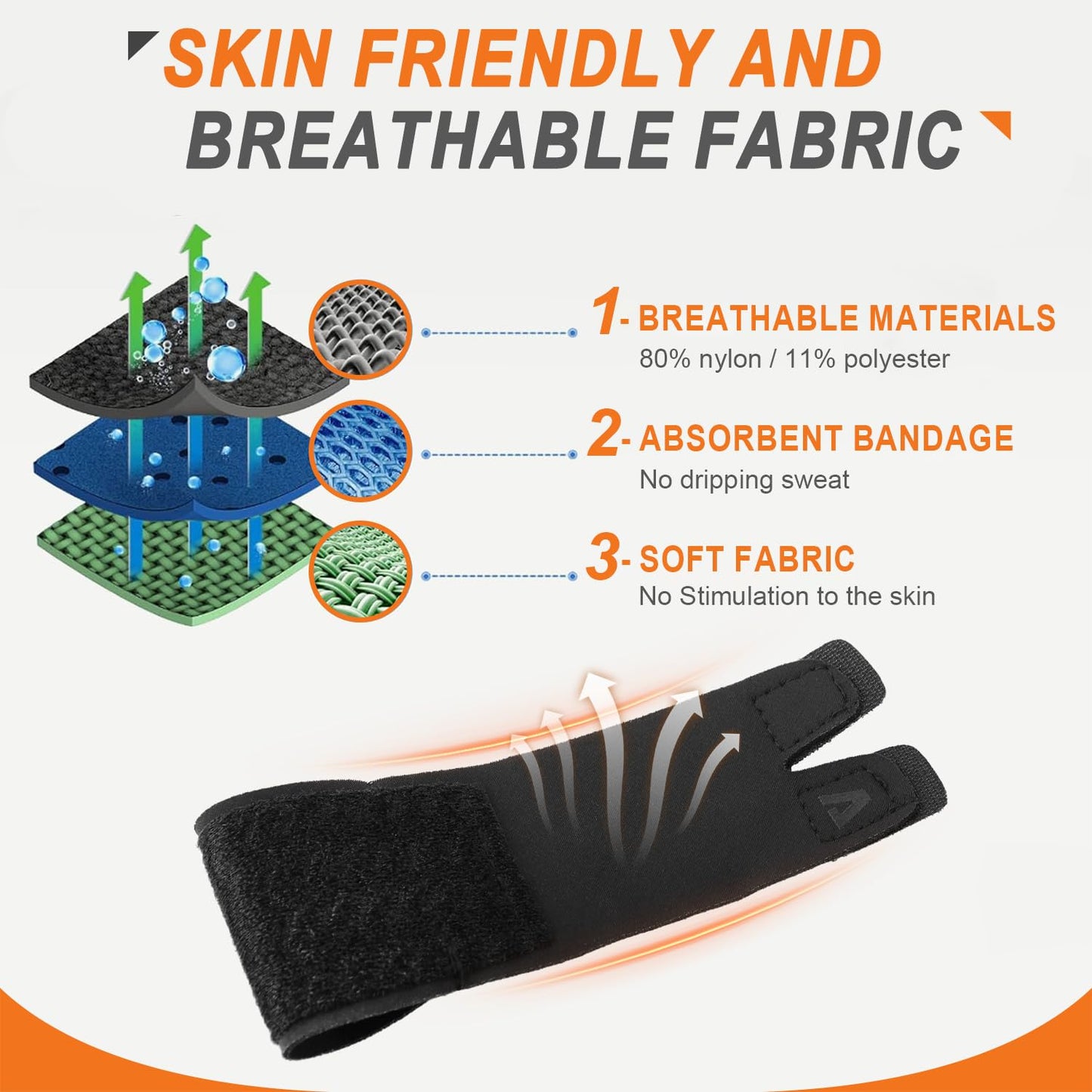 2PCS Finger Splints (No Metal Support) – Adjustable Neoprene Finger Straps/Wraps for Arthritis, Tendonitis & Athletic Stress Relief, Compression Tape for Sports (Basketball, Tennis, Volleyball, Badminton, Golf) – Double Finger Design, S