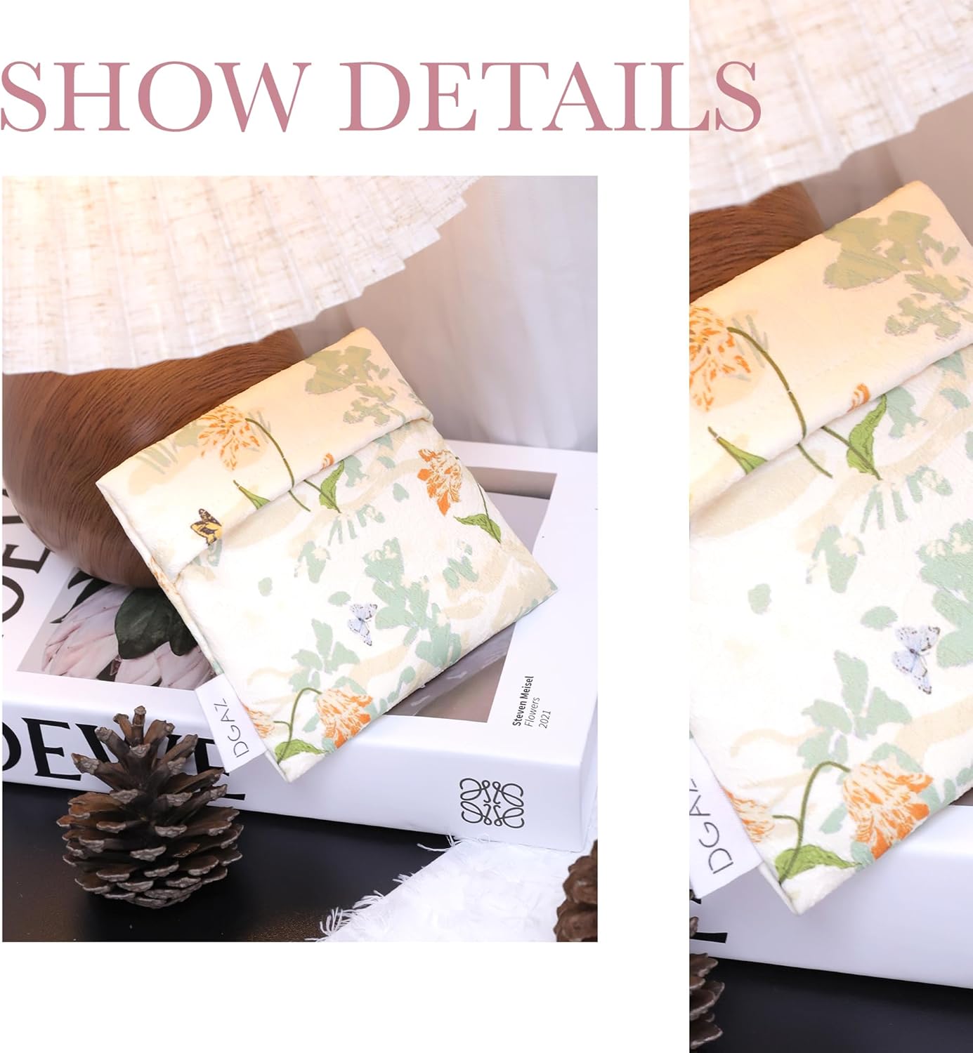 DGAZ Sanitary Napkin Storage Bag, Period Bag for Teen Aged Girls, Portable Period Bag for Panty Liners/Menstrual Cup/Small Tampons，Mini Makeup Bag for Purse(Orchid Grass)