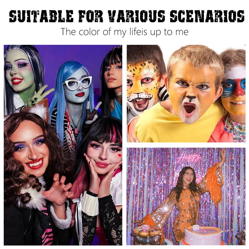 6 Pcs Colorful Matte Liquid Eyeshadow Eyeliner Set, White, Pink, Green, Blue, Purple, Dark Blue, Halloween Stage Clown Children's Makeup, Quick-Drying, Long-Lasting, Waterproof (6Pcs-Matte Colorful 1)