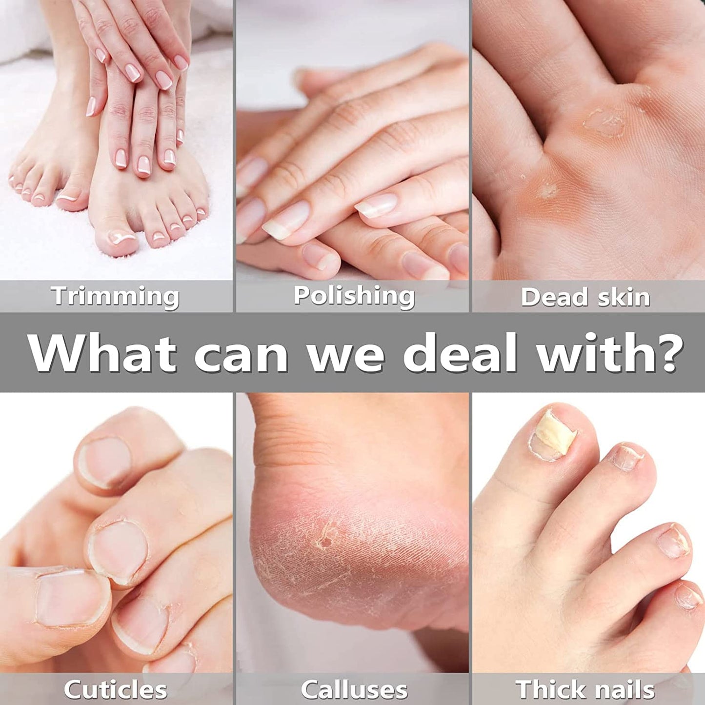 Electric Manicure Pedicure Kit, Electric Nail File for Natural Nails,Nail Grinder for Thick Nails,Hand & Foot File Trimmer Buffer Tools(White)