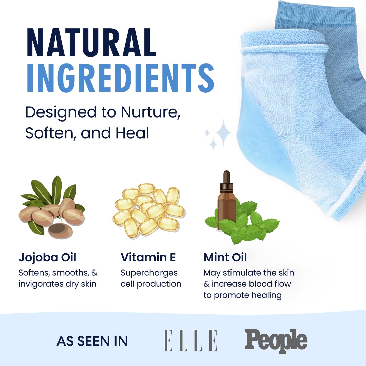 Dr. Frederick's Original Moisturizing Heel Socks for Cracked Heel Treatment - 2 Pairs - Socks for Dry Feet - Cracked Skin Repair & Overnight Hydration - Foot Care for Women & Men - Jojoba Oil