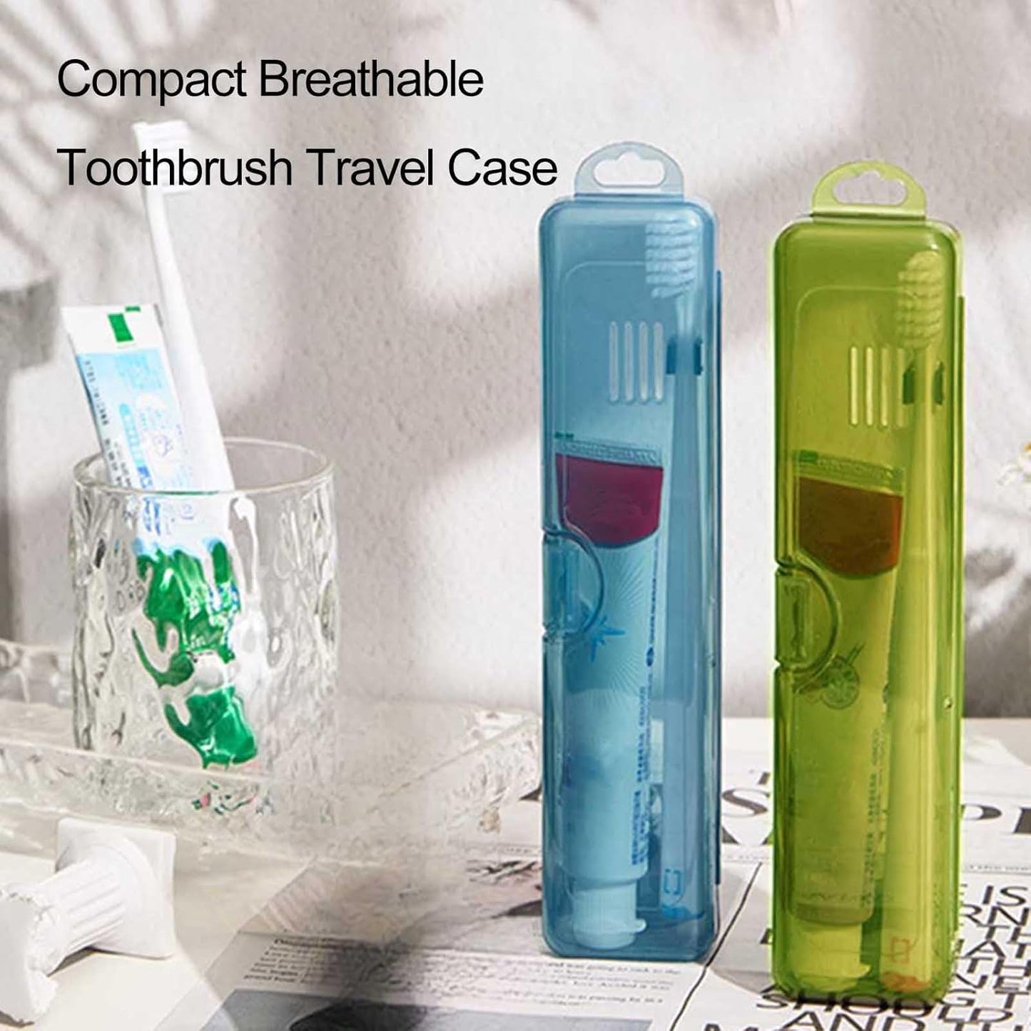 2 Packs Toothbrush Travel Case, Breathable Toothbrush Travel Holders, Compact Portable Toothbrush Holder for Travel, Vacation, Camping, Gym, Business Trips, Office