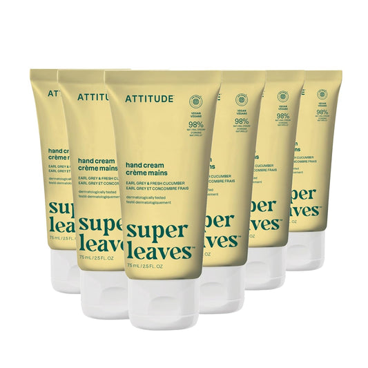ATTITUDE Hand Cream, EWG Verified, Plant and Mineral-Based, Vegan Personal Care Products, Lemon Leaves, 2.5 Fl Oz (Pack of 6)