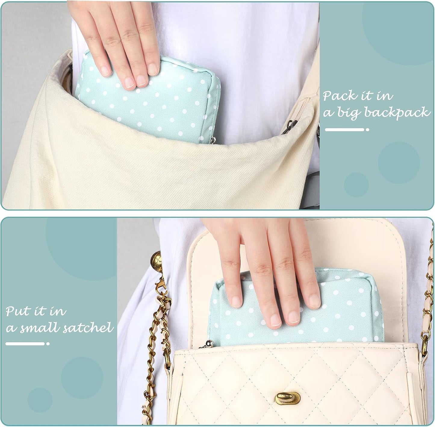 Frienda 4 Pieces Sanitary Napkin Storage Bag Menstrual Pad Nursing Pad Holder Portable Menstrual Period Sanitary Pouch Zipper Tampons Collect Bags for Teen Girls Women Ladies(Basic Style)