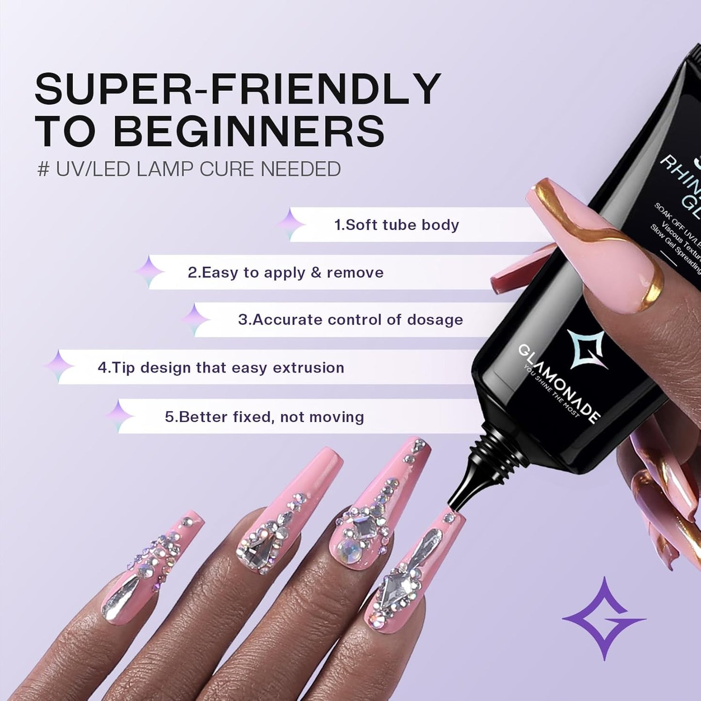 Nail Rhinestone Solid Glue: 30g Super Strong Gel for Nail Gems Charms No Wipe Clear Gel for 3D Nail Art DIY Nail Designs Nail Tech Must Supplies