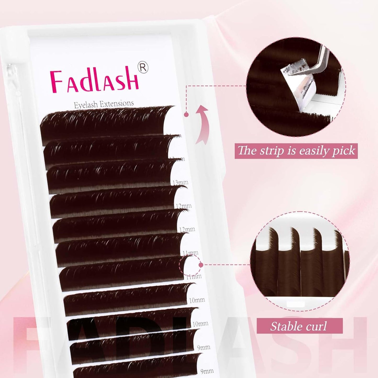 FADLASH Brown Lash Extensions Easy Fan Volume Lashes Colored Lash Extensions C/D Curl Volume Lash Extension 0.07 Self Fanning Eyelash Extensions (Dark Brown-0.07D, 15-20mm)