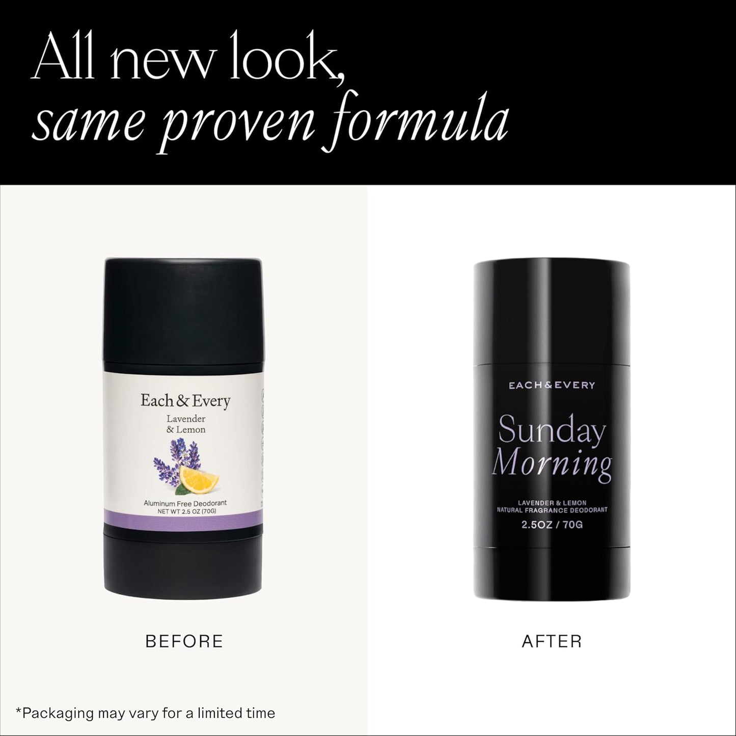 Each & Every Aluminum Free Deodorant for Women & Men, Lavender & Lemon - All Natural Deodorant for Sensitive Skin, EWG Verified - Clean, Baking Soda-Free, Plant-Based Fragrance - 2.5oz, 2 Pack