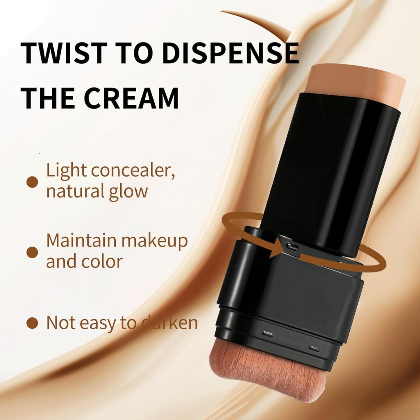 Foundation Stick, 2 in 1 Dual-Ended Long-Lasting Concealer Foundation Stick, Face Contouring foundation with Brush, Full Coverage Matte Finish for Face Makeup(03#LIGHT SKIN)