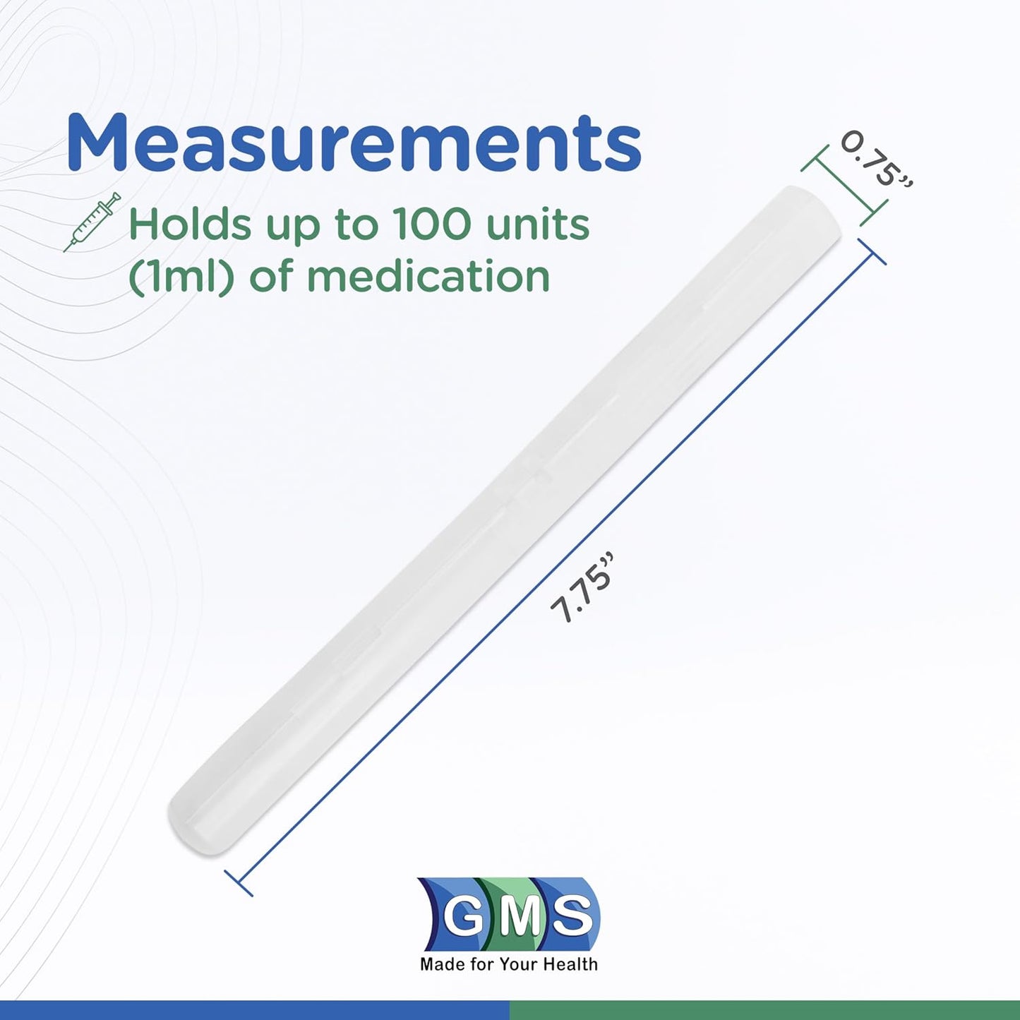 GMS 100 Unit Syringe Case - Holds New, Prefilled & Used Syringes with Needles, Small & Discreet, Ideal for Travel - 2-Pack - Clear