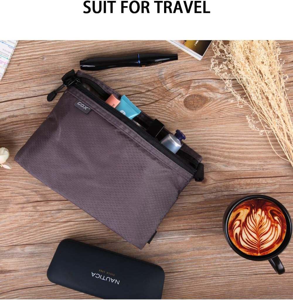 GOX Small Toiletry Bag for Men Bulk Cosmetic Bag Dopp Kit Carry On Zipper Pouch Organization Nylon Packing Sack Waterproof(Grey)
