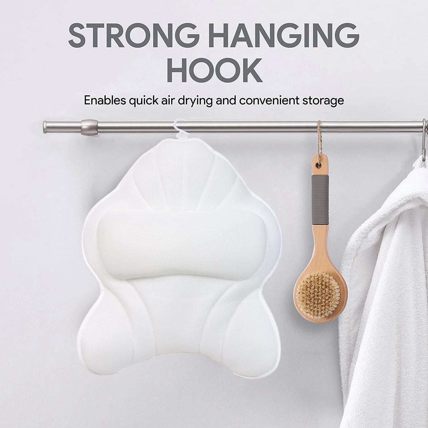 Extra Thick Large Bath Pillow with Neck,Back,Head Support for Bathtub, Spa, Soaking White(19''x15'')