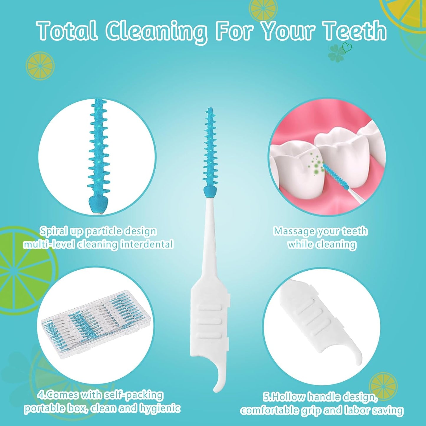 250 Pieces Dental Floss Picks, Silicone Interdental Brushes with Case Dental Brushes Dental Picks Green Tooth Floss Picks for Teeth Cleaning(Green)