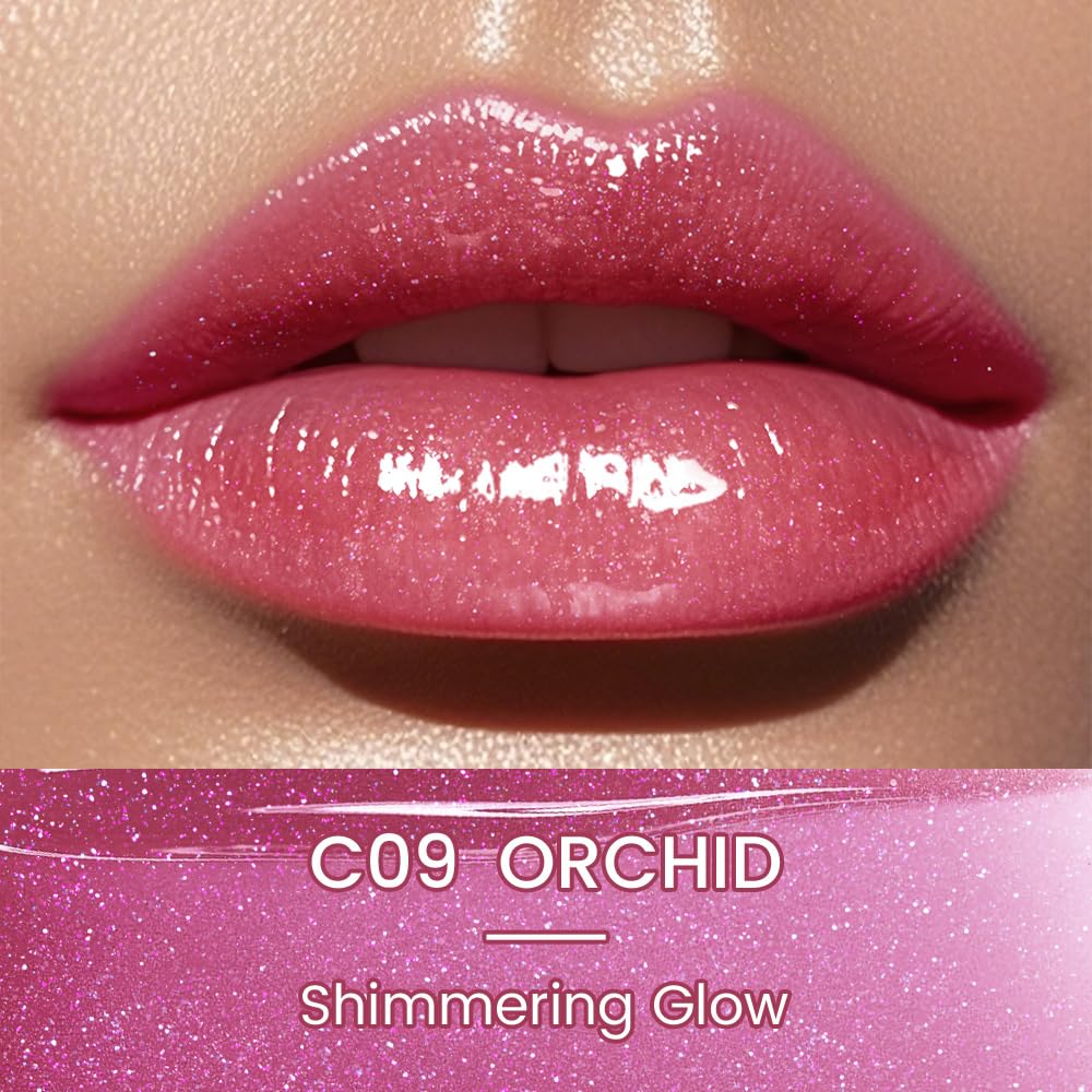 CATKIN Glossy Lip Balm Ultra Hydating Glow Lip Tinted Jelly Plumping Melting Balm Shea Butter Repair Soothing For Dry Lips 0.12 oz C09 ORCHID