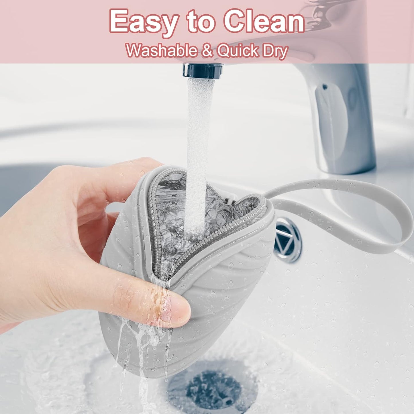 Desing Wish Menstrual Cups Case Storage Bag Travel Period Cup Carrying Pouch Washable Leak-proof Silicone Bag for Menstrual Cup, Tampons, Keys and Other Small Items (Grey)