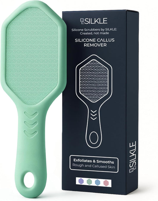 Silicone Foot Callus Remover - Nano Glass Foot File for Dead Skin and Cracked Heels - Callus Remover for Feet & Hard Skin - Ergonomic Foot Scrubber & Exfoliator for Soft, Smooth Feet - Green