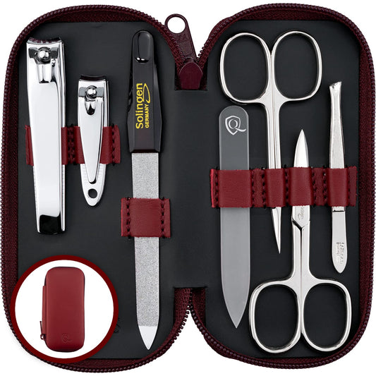 marQus Manicure Sets for Women & Men from Solingen Germany with Glass Nail File - Quality Grooming Kit Incl. Nail Clippers & Glass Nail File, Nail Kit Perfect for Pedicure.