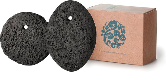Natural Pumice Stone Set - Lava Foot Scrubber File, Round and Oval Shapes for Effective Exfoliation - Ideal for Cracked Heels, Callus Remover, and Dead Skin Removal - Brown Gray, 2-Pack
