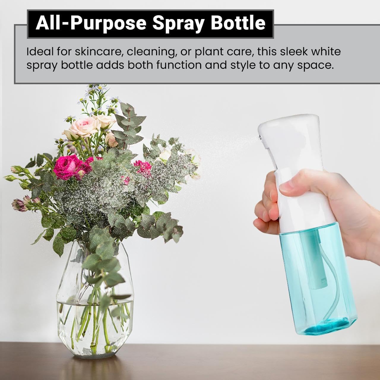 Continuous Mist Spray Bottle – Ultra Fine Mist for Hair Styling, Salon Use, and Versatile Applications – Ideal for Plants, Cleaning, and Travel – 5 oz Sky Blue Octagon Shape Empty Bottle