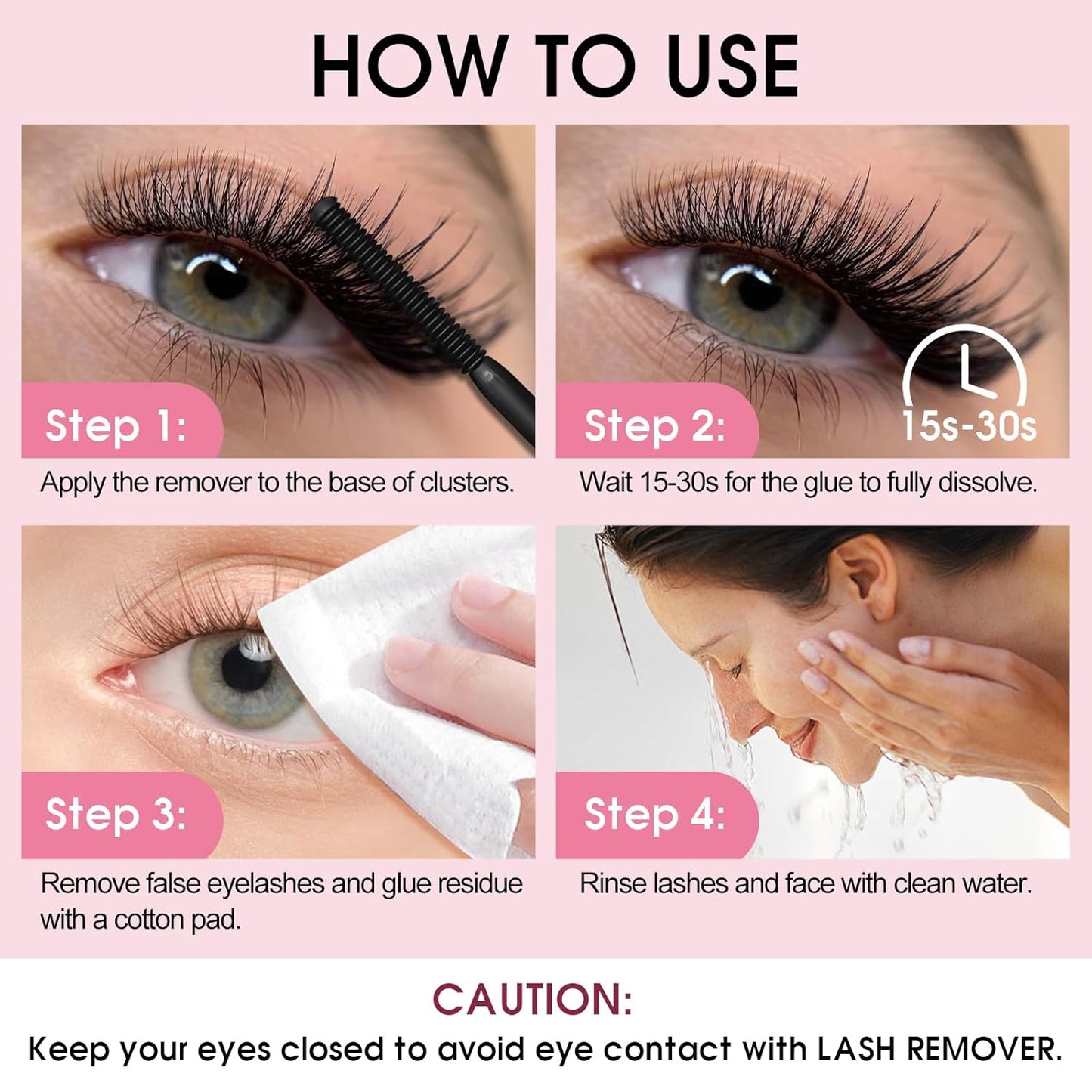 Deep Cleansing Cluster Lash Remover, Eyelash Glue Remover for Individual False Lashes, 15s Fast Removal, Safe Ingredients, Cruelty-Free, 0.17 fl oz