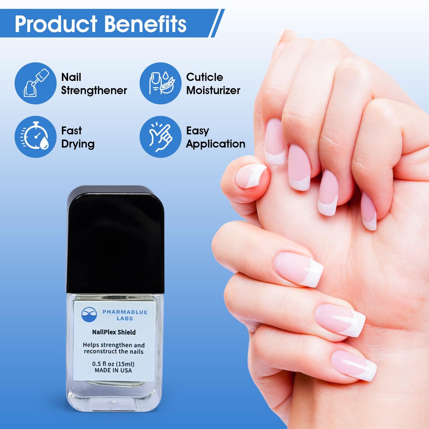 NailPlex Shield Nail Stregthener for Damaged Nails Nail Repair Advanced Formula Cuticle Serum Treatment 0.5 Fl Oz