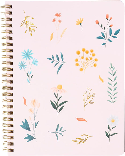 Happy Hoos® Aesthetic Spiral Notebook - 6.25" x 8.25" College Ruled Journal Notebook - Hard Cover Writing Journal for Work, School, Travel, More - Floral Notebook 8 Seasonal Designs(Summer Garden)