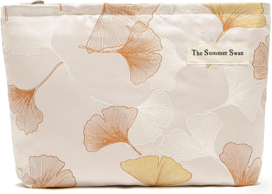 Ginko Summer Swan Large Floral Mid-day Clutch Period Hygiene Skincare Cute Makeup Bag