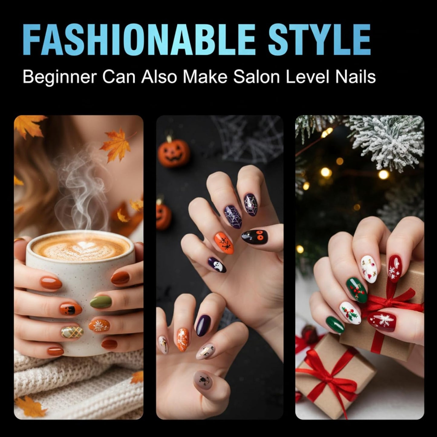 TOMICCA Short Almond Nail Tips,192Pcs Nail Tips Fake Nails Acrylic Nail Kit, 12Sizes Gel Clear Nails for Nail Extension Home DIY Nail Salon