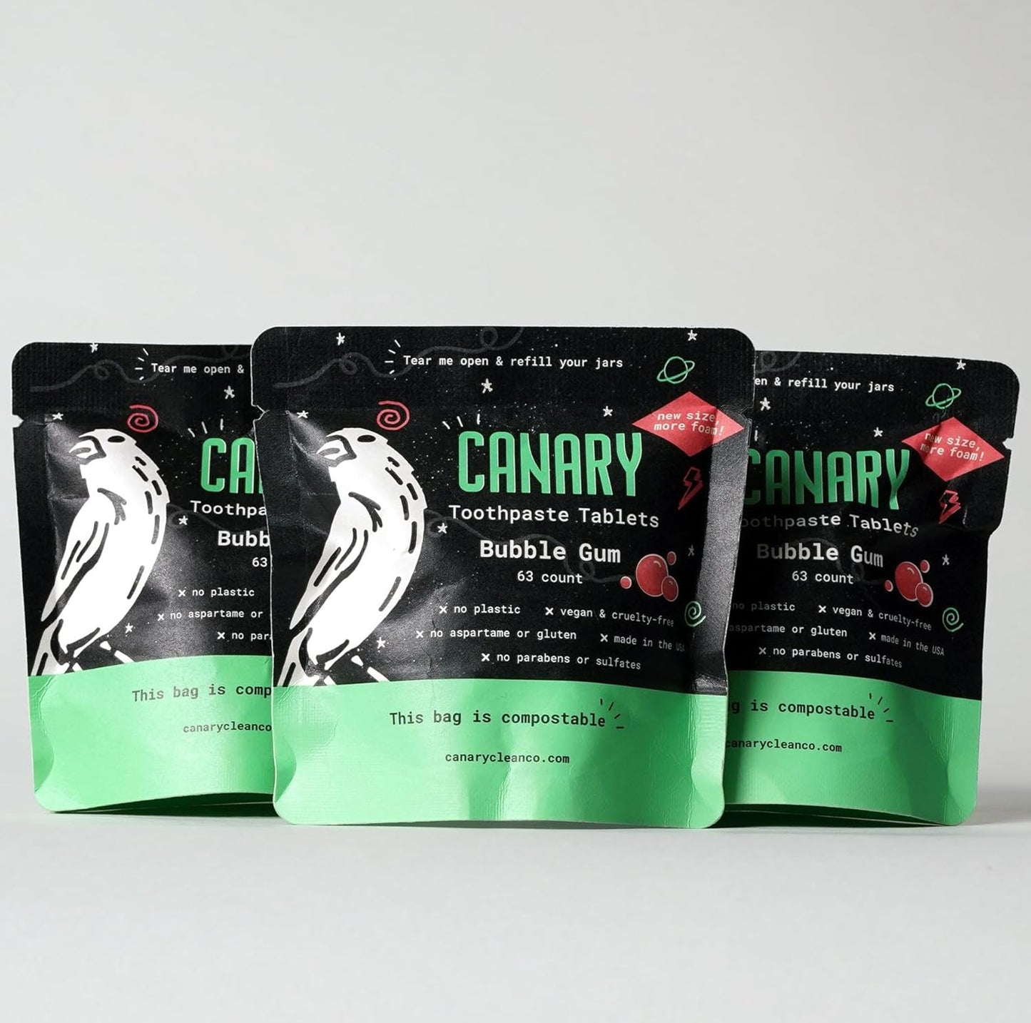 Canary Nano Hydroxyapatite Toothpaste Tablets Bubble Gum - Remineralizing, Fluoride Free, All Natural Tabs with Xylitol - Great for Kids, Plastic Free - 189 Count