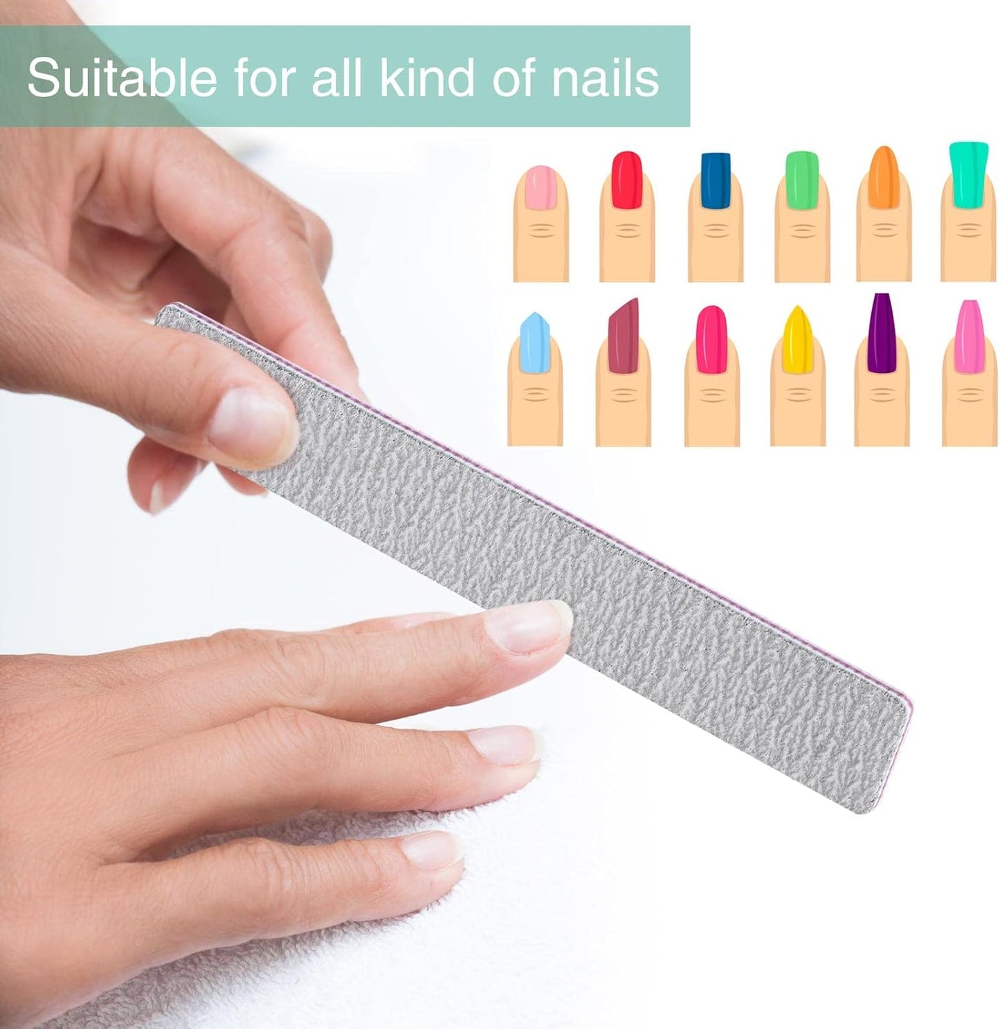 25 Pcs Nail Files for Acrylic Nails 80/120 Grit Double Sides Emery Boards Fingernail Files, Professional Manicure Tools for Home Salon