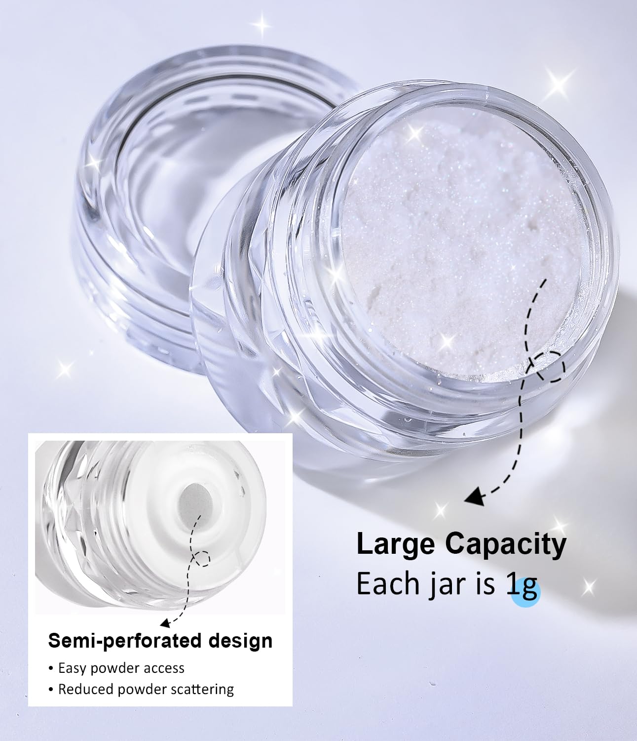 Moonlight White Chrome Nail Powder BISHENGYF - 1g Super Glossy Pearl Effect Chrome Nail Powder for Gel Nails Metallic Mermaid Pearl Nail Powde r for Nai l Art Decoration