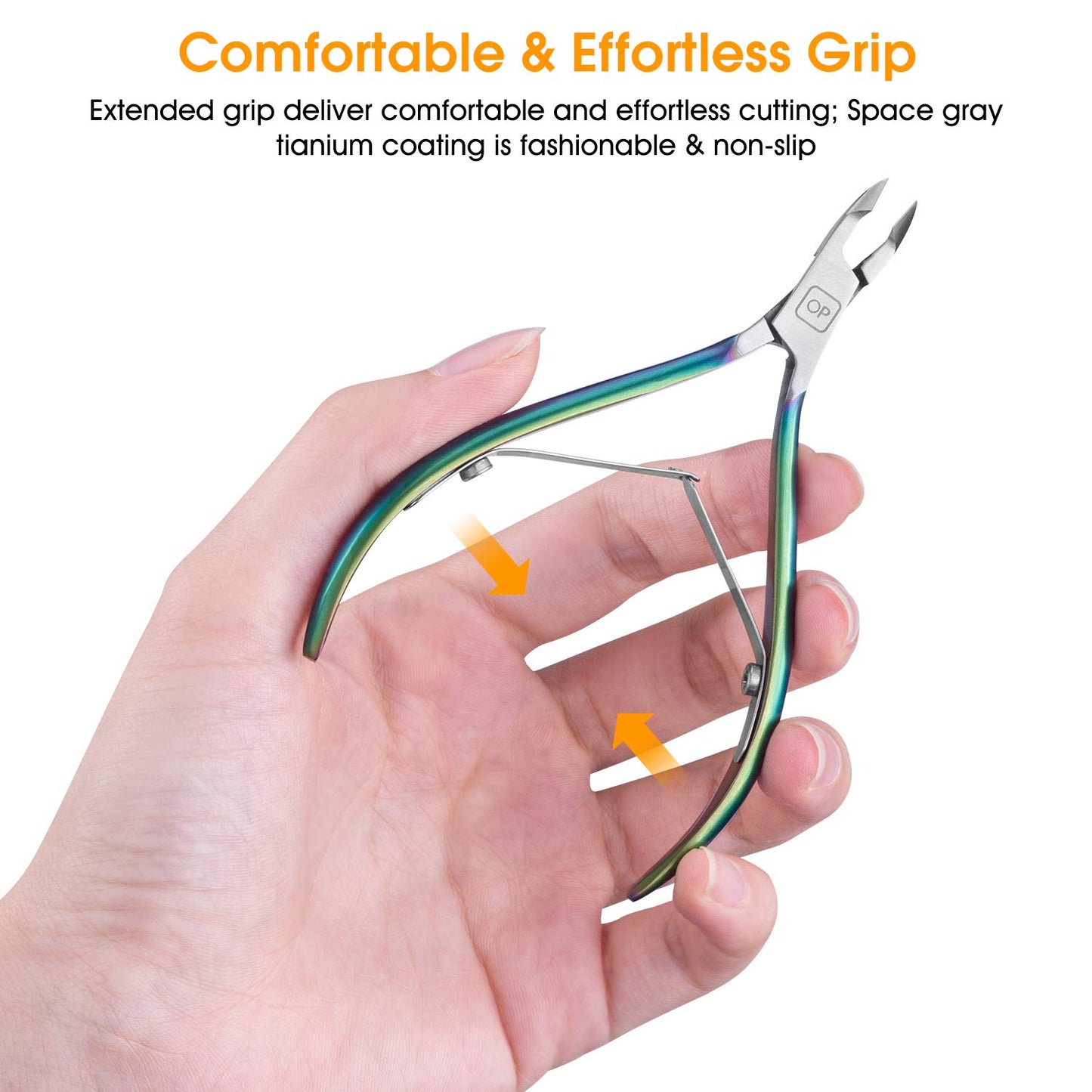 Cuticle Trimmer-opove Cuticle Remover Cuticle Nipper Professional Stainless Steel Cuticle Cutter Clipper Durable Pedicure Manicure Tools for Fingernails and Toenails,X7 mini Color Gradient