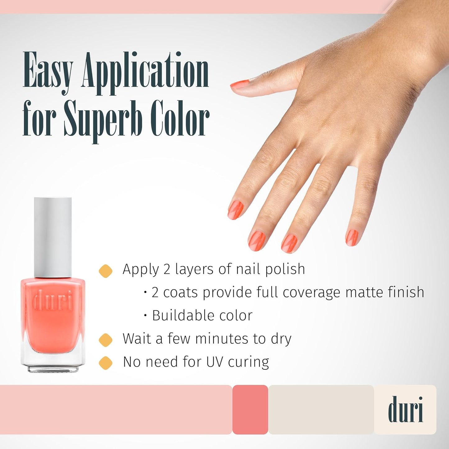 duri 154N Bewitched - Neon Orange Nail Polish, Matte Finish, Quick Drying, 0.45 Fl Oz