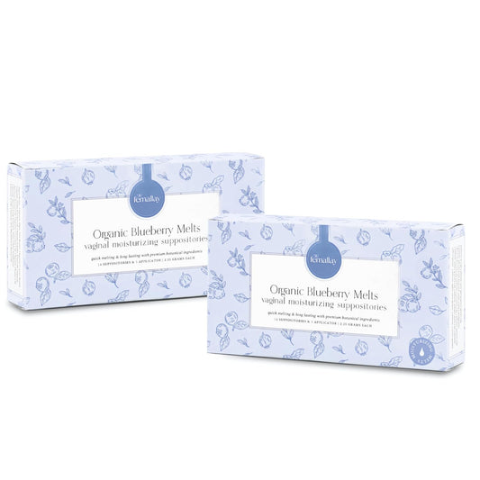 Femallay Organic Vaginal Moisturizing Suppositories – Blueberry 2 Pack – 100% Natural Relief for Dryness, Odor & Daily Feminine Discomfort – 14 Count + Applicator