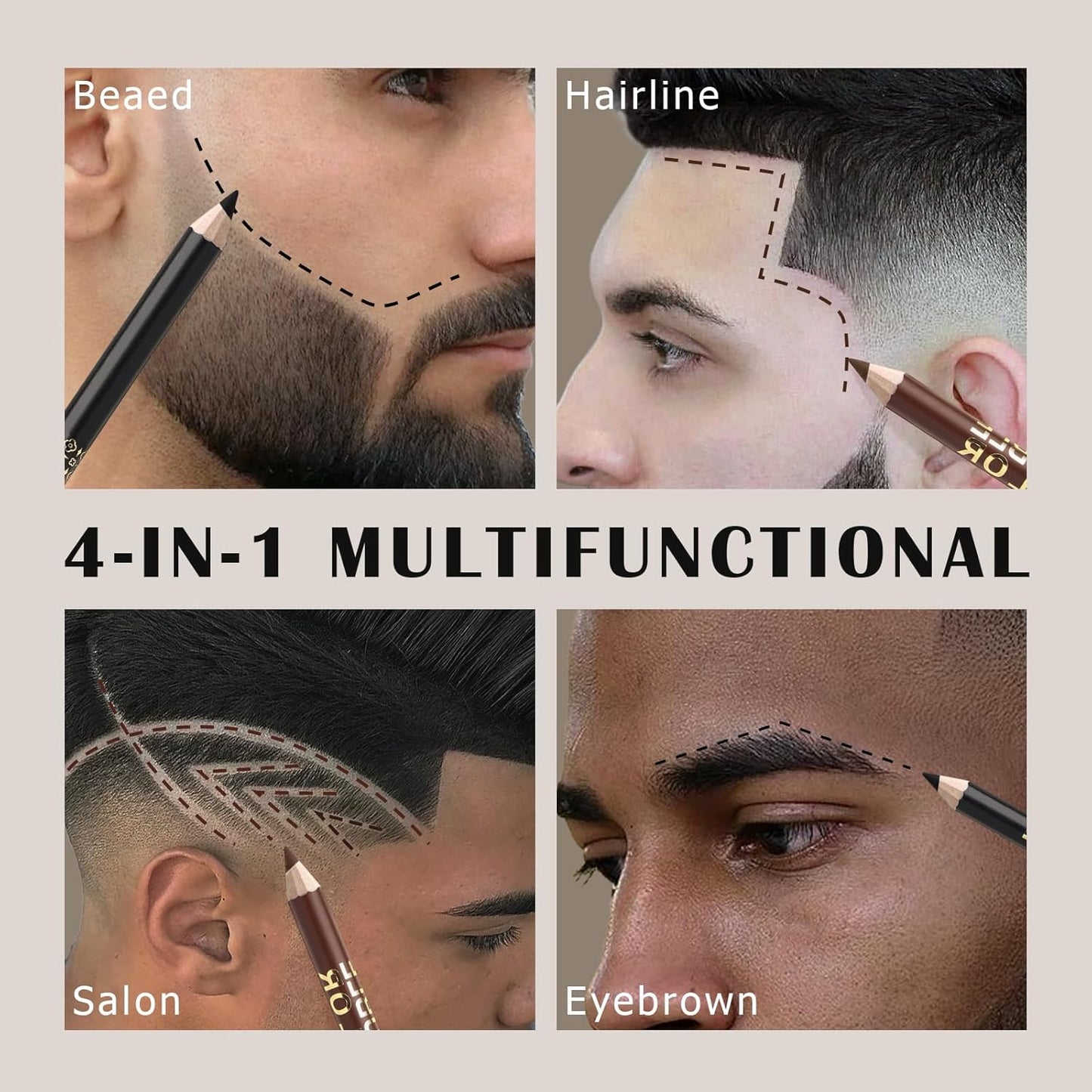 12Pcs Barber Pencil Set Hairline Enhancement Pencils Kit for Lineup Magic Beard Shaping Beard Guide Pen with Sharpener Barber Chalk for Beard Makeup Design for Men Black Tan Brown