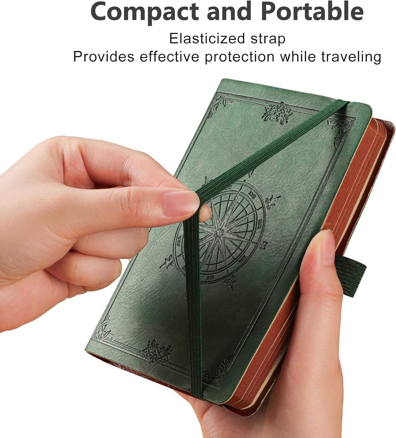 AHGXG Small Lined Pocket Journal Notebook for Men - 256 Numbered Pages College Ruled B6 Mini Journal, Vintage Soft Leather Hardcover, 80gsm Paper, for Women Work Office School, 4.1'' X 5.7''- Dark Green