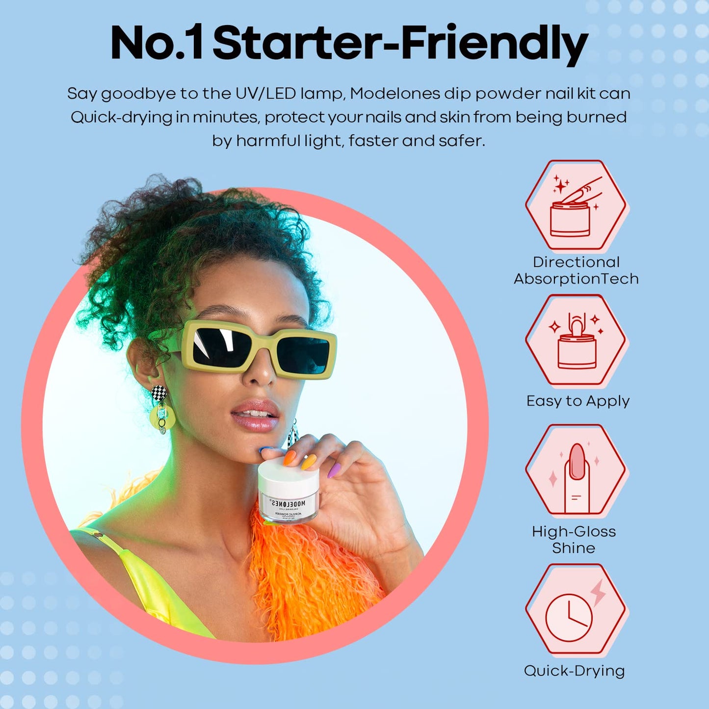 Modelones Dip Powder White Color, Nail Dipping French Nail Art Pro Collection System for Starter Manicure Salon DIY at Home, Odor-Free, Long-Lasting, No Needed Nail Lamp Cured, 1 Oz