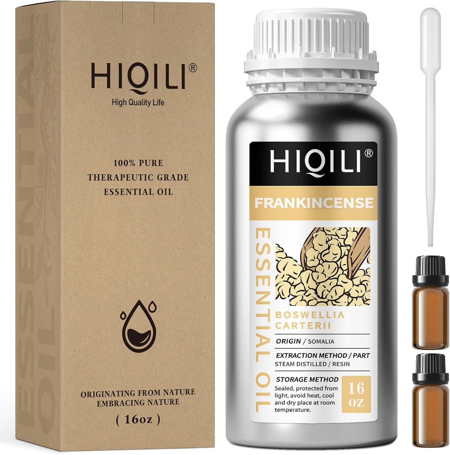 HIQILI 16 Fl Oz Frankincense Essential Oil, for Massage Skin Care, Diffuser, Aromatherapy, 100% Pure Undiluted