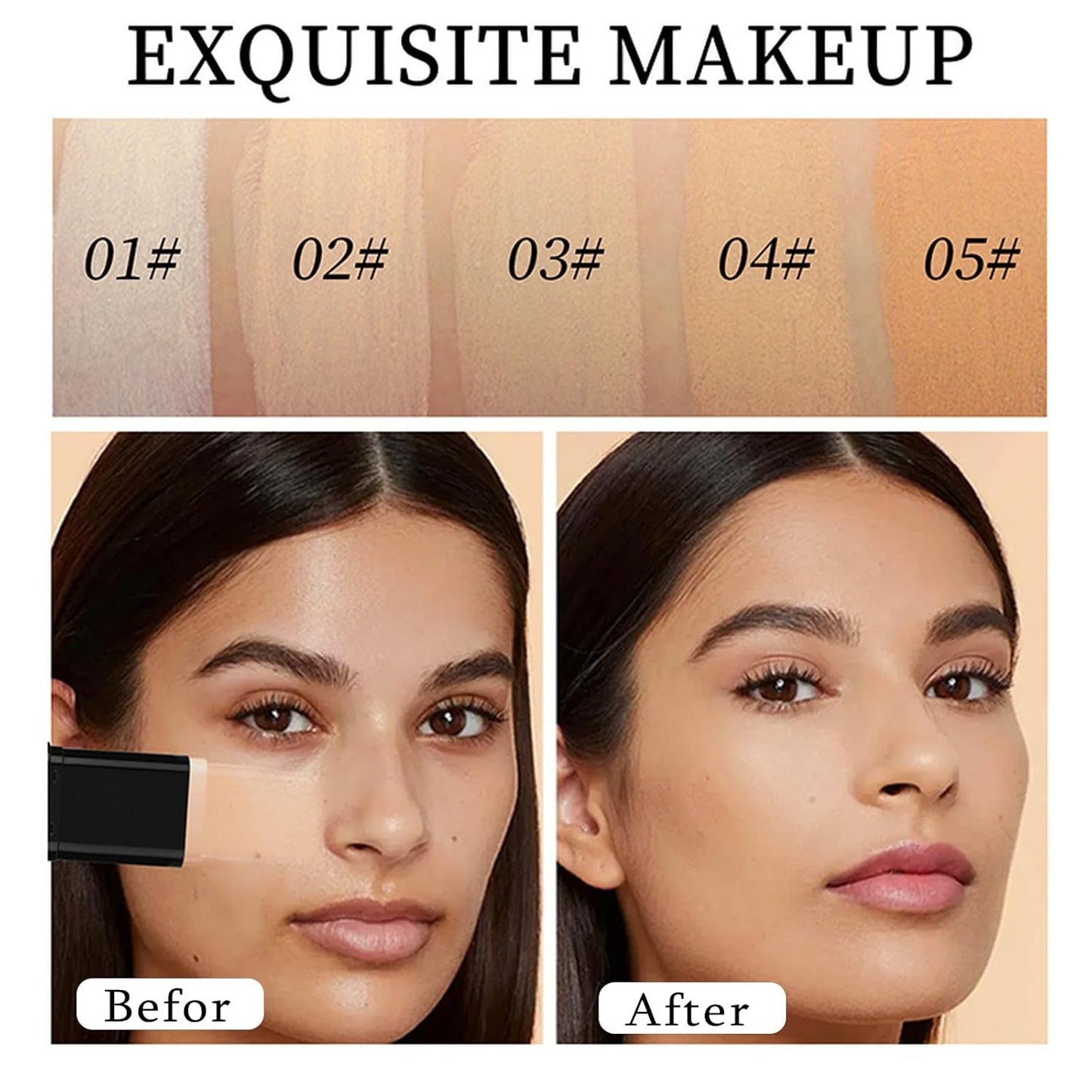 Foundation Stick, 2 in 1 Dual-Ended Long-Lasting Concealer Foundation Stick, Face Contouring foundation with Brush, Full Coverage Matte Finish for Face Makeup(04#WHEAT)