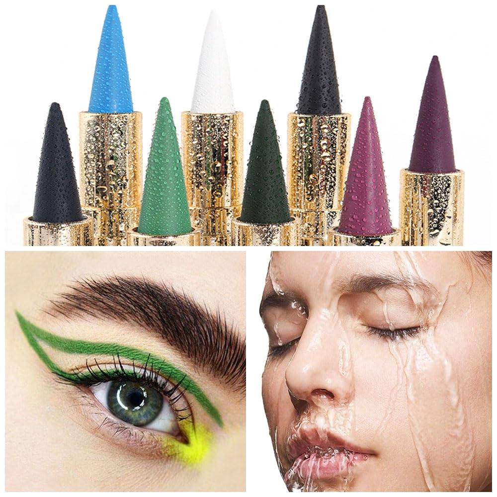 Kaely Dark Green Gel Eyeliner Pencil,Waterproof Smudge Proof Eye Liner Pen,Cat Eye Goth Halloween Makeup,Eye Black Face Paint Lipstick Crayon,Color Colorful Eyeliner Eyeshadow Stick,09