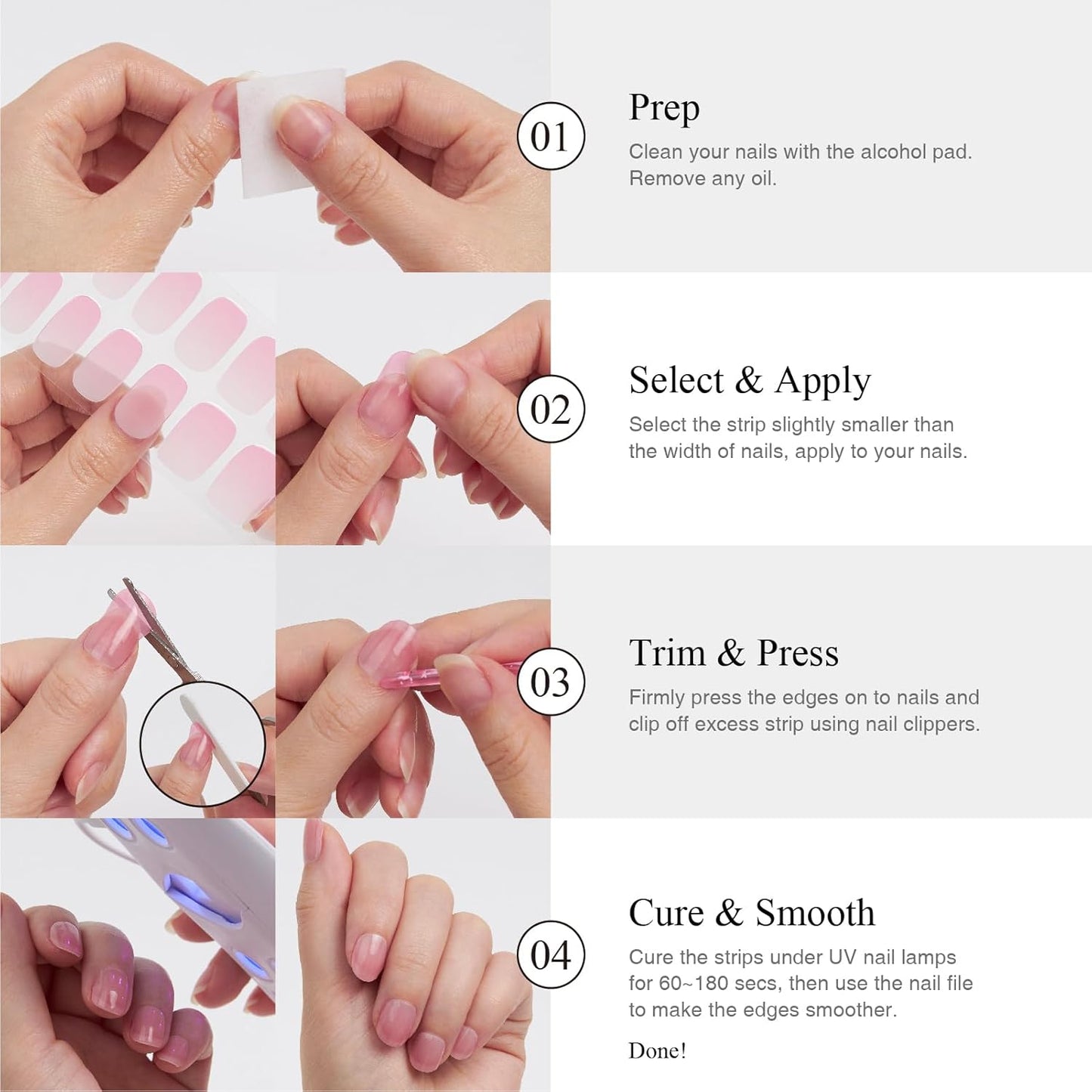 Semi Cured Gel Nail Strips, 20 pcs Gel Nail Stikers, Gel Nail Wraps Semi Cured, Salon-Quality, 2 Weeks Long Lasting Shell Aurora