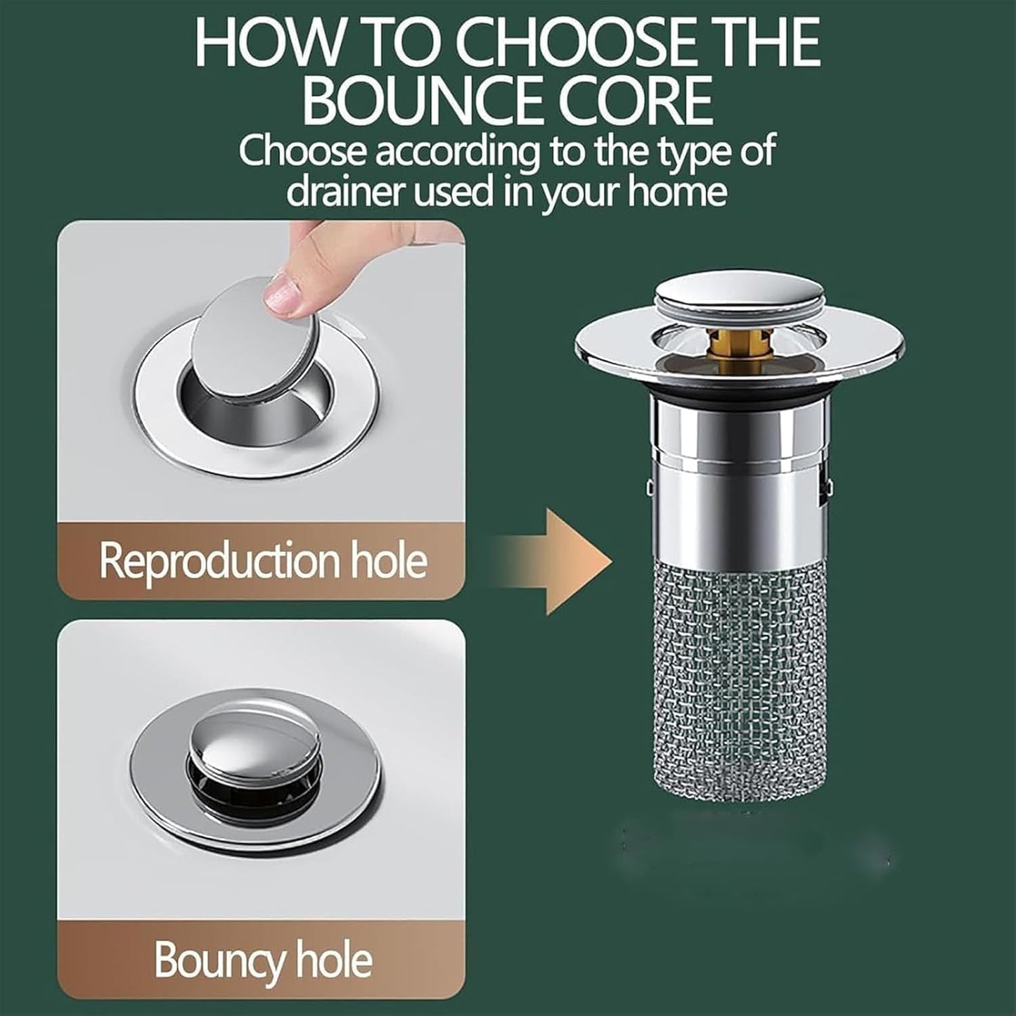 Conceptan Drain Stopper, Bathroom Sink Stopper Hair Catcher, Sink Plug Hair Trap, Bathtub Drain Stopper, Universal Pop up Stainless Steel Floor Drains Filter, Fits Bathroom, Laundry Sink Drains (2pcs)