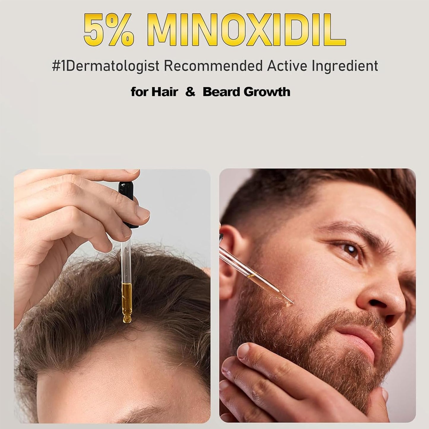 5% Minoxidil for Men Hair, Minoxidil Hair Growth Serum for Women Hair Growth, Men Beard Growth, Hair Loss Treatment with Dropper Applicator & Massage Tool