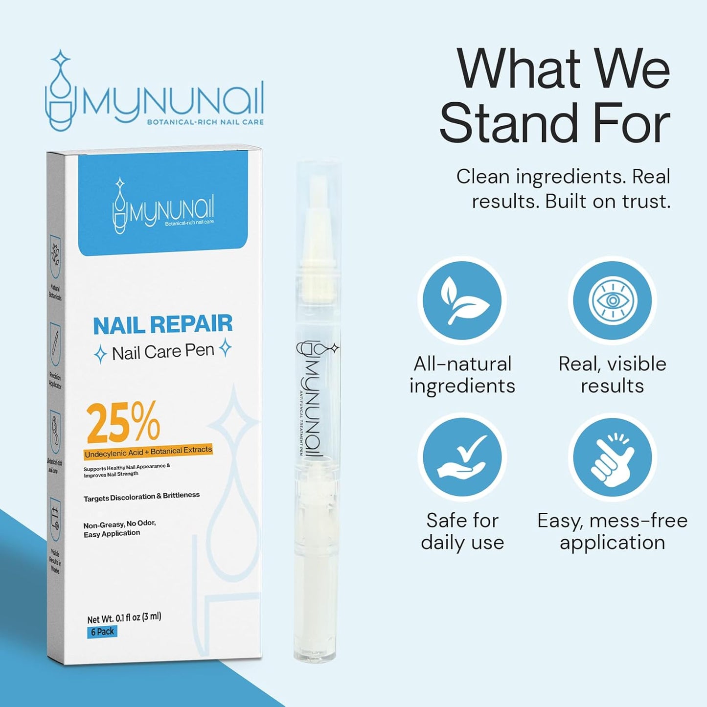 Nail Care/Conditioning Pen – Botanical Oils for Healthy, Clear-Looking Toenails and Fingernails – Fast Precision Brush Application Nail Repair Pen, Appearance of Clear Nails - Pack of 1